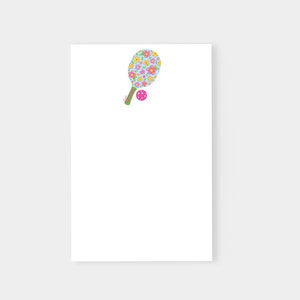 Floral Pickleball Paddle and Pink ball Notepad