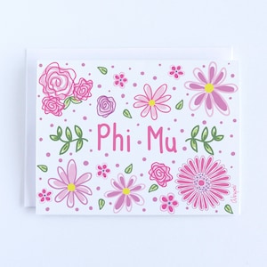 Phi Mu Flowers Sorority Notecard Set Officially Licensed