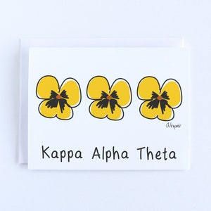 Kappa Alpha Theta Pansy Sorority Notecard Set Officially Licensed