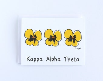 Kappa Alpha Theta Pansy Sorority Notecard Set Officially Licensed