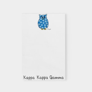 Kappa Kappa Gamma Owl  Sorority Notepad Officially Licensed