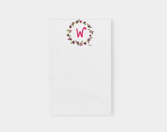 Personalized Hearts and Flowers Wreath Notepad