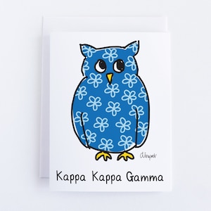 Kappa Kappa Gamma Owl Sorority Notecard Set Officially Licensed
