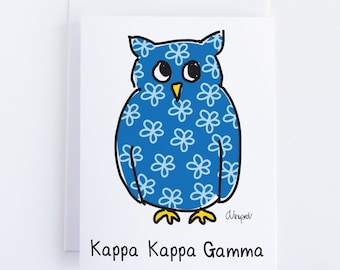 Kappa Kappa Gamma Owl Sorority Notecard Set Officially Licensed