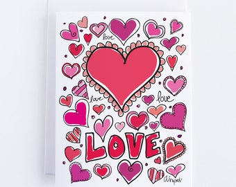 Hearts and Love Design Notecard Set