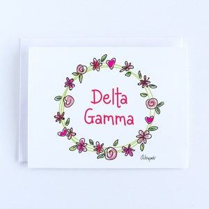 Delta Gamma Flower and Heart Wreath Notecard Set Officially Licensed