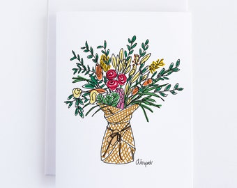 Summer Bouquet in Burlap Notecard Set