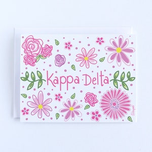 Kappa Delta Pink Flowers Sorority Notecard Set Officially Licensed image 1