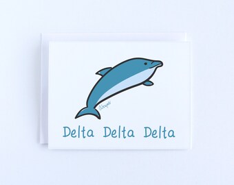 Delta Delta Delta Dolphin Sorority Notecard Set Officially Licensed