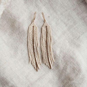 Cream Snake Earrings – Wabi Sabi Handmade, 18k Gold Vermeil Sterling Silver Hooks image 3