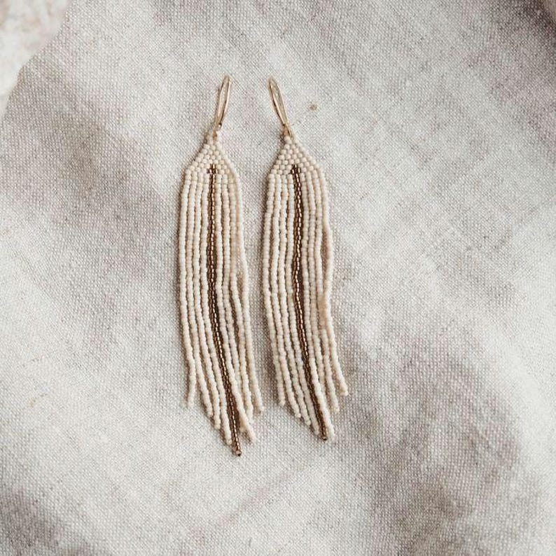 Cream Snake Earrings – Wabi Sabi Handmade, 18k Gold Vermeil Sterling Silver Hooks image 3