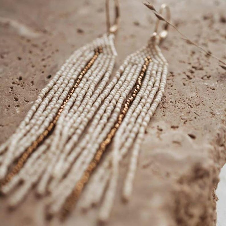 Cream Snake Earrings – Wabi Sabi Handmade, 18k Gold Vermeil Sterling Silver Hooks image 5
