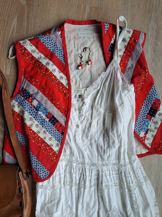 Vintage Handmade Quilted Cotton Vest Prairie Cotta