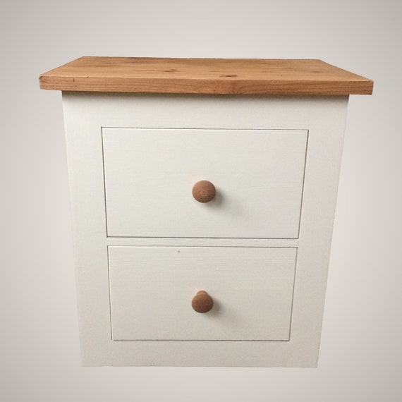 Refurbished Solid Oak 2 Draw Bedside Table Painted With Etsy