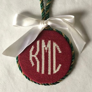 Custom Monogram Needlepoint Canvas (Ornament)