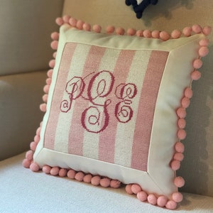 Custom Script Monogram Needlepoint Canvas