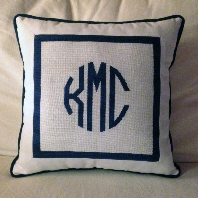 Custom Monogram Needlepoint Canvas Etsy