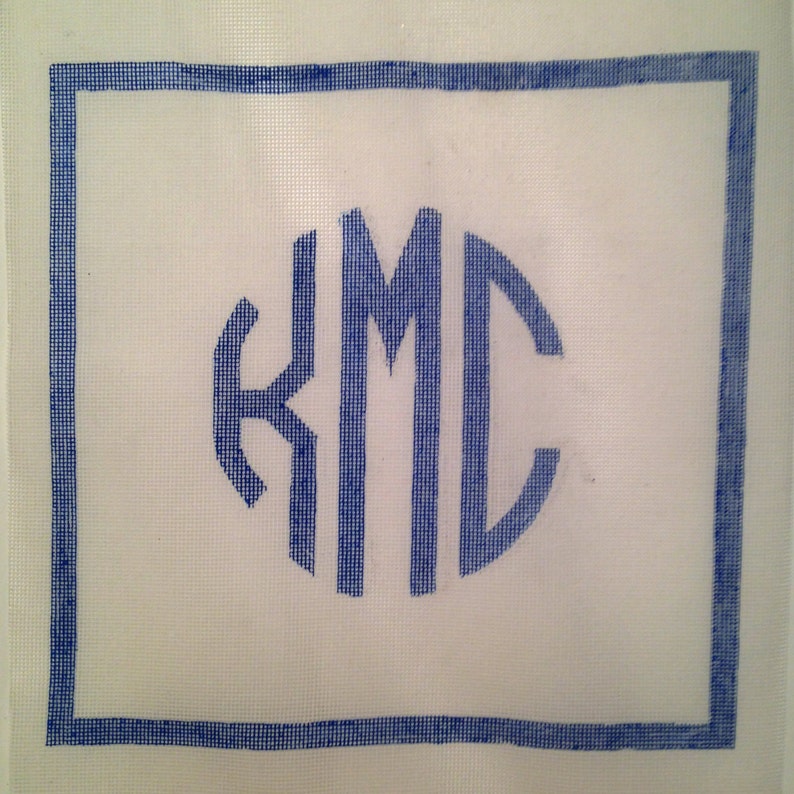Custom Monogram Needlepoint Canvas Etsy