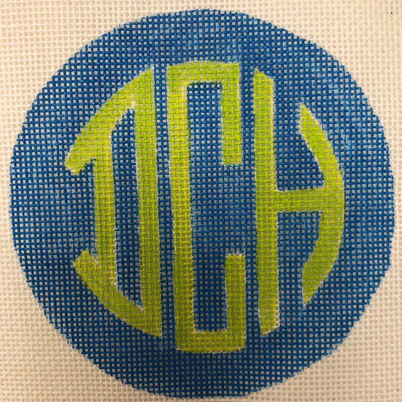 Custom Monogram Needlepoint Canvas Ornament Etsy