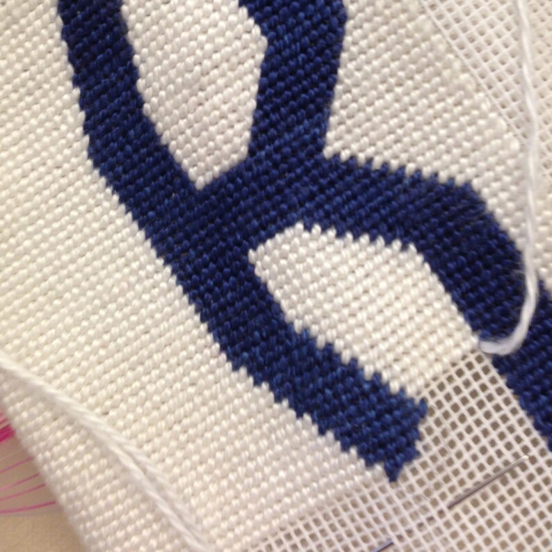 Custom Monogram Needlepoint Canvas Etsy