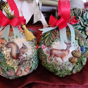 Handcrafted Christmas Ornaments & Storage Box  | Wildlife Ornaments |Christmas  Baubles | Christmas Crate