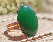 Statement ring with apple jade, Jadeite cabochon, electroformed natural stone, elegant gift for mom, Nephrite healing jewelry, boho, OOAK