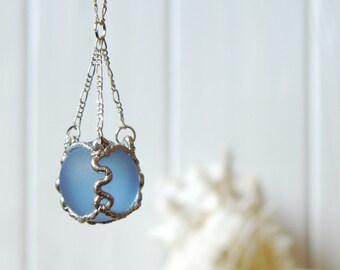 Pendentif argent verre de mer, cuivre plaqué, marine bijoux, bijoux de plage pour les sirènes, inspiré de l’océan, sirène style collier de mer