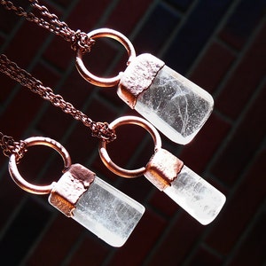 Electroformed Copper Rutilated Topaz Pendant: Unique Gemstone Jewelry