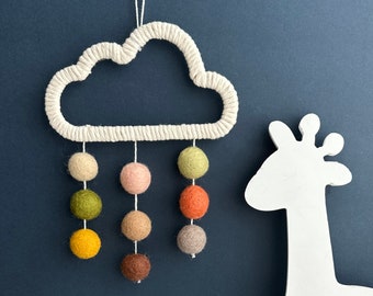 Cloud wall hanging - Nursery decor - Cloud nursery - Boho nursery - Baby decor - Cloud felt balls - Nursery wall decor - Mini cloud