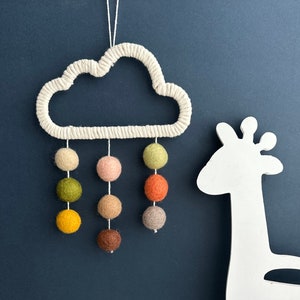 Cloud wall hanging - Nursery decor - Cloud nursery - Boho nursery - Baby decor - Cloud felt balls - Nursery wall decor - Mini cloud