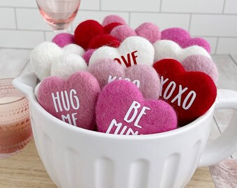 Large felt heart - Valentines day decor - Valentine vase filler - Felt hearts - Conversation hearts - 6cm felt hearts - Tiered tray decor