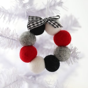 Felt ball wreath ornaments - Felt tree ornaments - Thin Blue Line Ornament - Felt ball ornaments - Pom Pom ornament - Christmas ornament