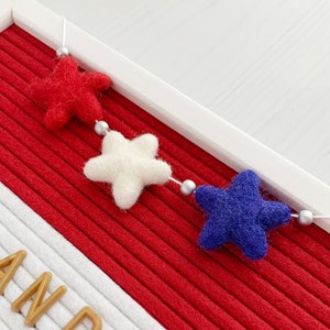 Letter board garland 4th of July decor Letter board accessories Independence Day decor Letter board stars Star garland image 1
