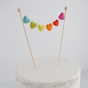 Valentine cake topper - Felt heart decor - Heart cake topper - Birthday cake topper - Rainbow cake topper - Valentine heart decor