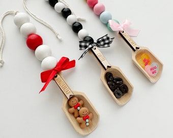 Hanging scoop decor - Farmhouse decor - Valentine decor - Coffee bar decor - Gingerbread decor - Scoop tags - Jar decor - Sweetheart decor