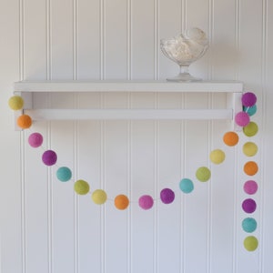 Felt Ball Garland: Rainbow Nursery Decor, Ice Cream Party