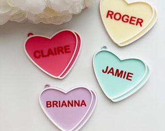 Valentine tags - Sweetheart tags - Pastel heart tags - Customized tags - Personalized tags - Conversation hearts - Valentines basket