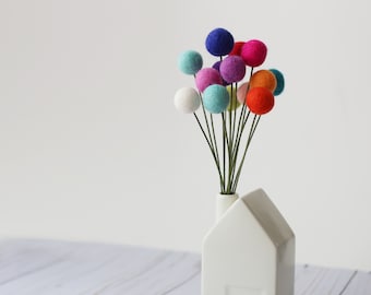 Boules de billy en feutre - Boutons de guichet - Fleurs craspida - Fleurs en feutre - Bouquet en feutre - Bouquet de mariée - Décoration en feutre - Bouquet de pompons