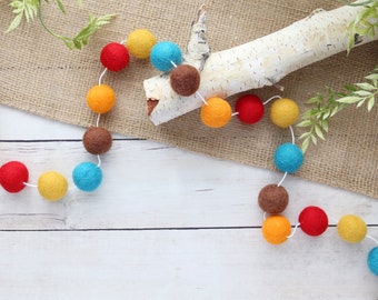 Thanksgiving garland - Teal Fall garland - Aqua garland - Felt ball garland - Pom pom garland - Thanksgiving decor - Give Thanks