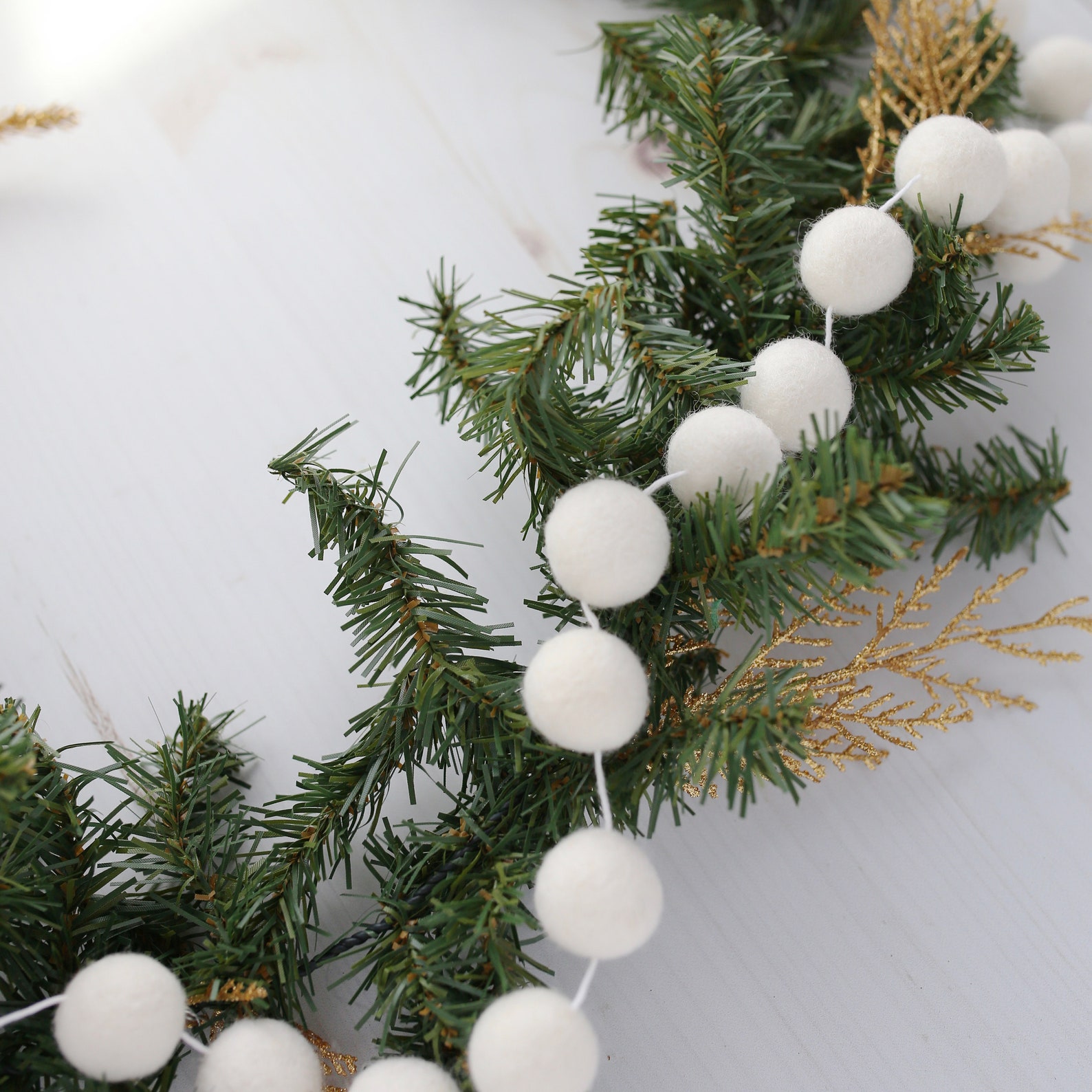 White Felt Ball Garland Felt Ball Garland White Tree Etsy