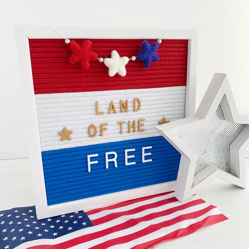 Letter board garland 4th of July decor Letter board accessories Independence Day decor Letter board stars Star garland image 8