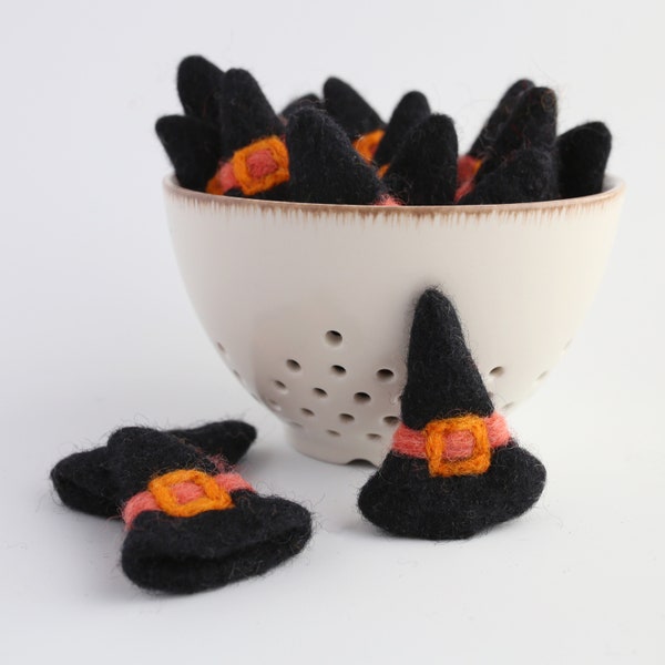 Felt witch hat - Felt Halloween decor - Witch hat - Halloween vase filler - Witch decoration - Black witch hat - Witch garland