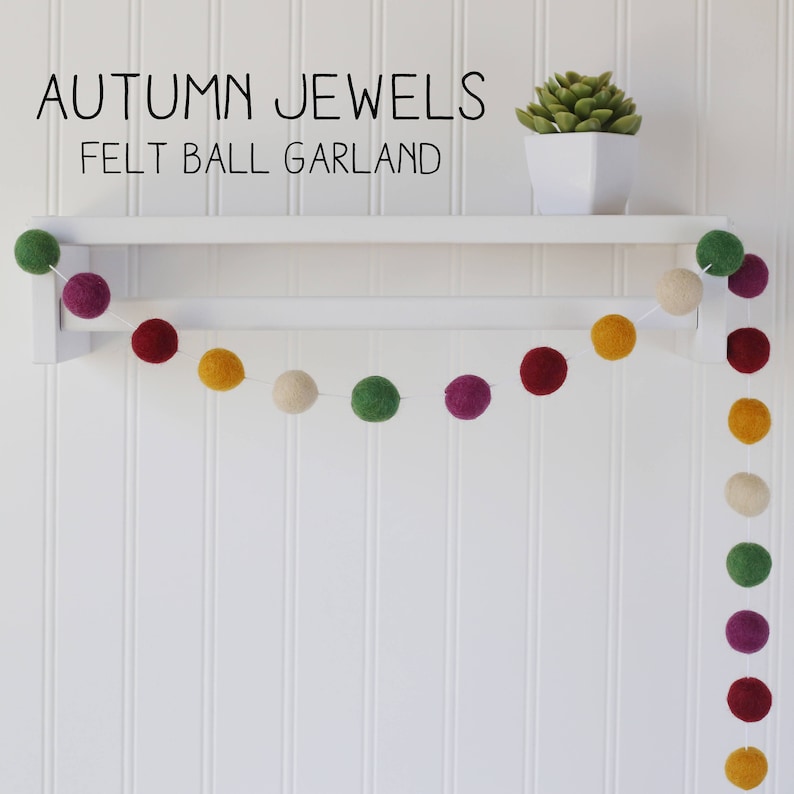 Felt Ball Garland Wool Ball Garland Fall Decor Pom Pom Etsy