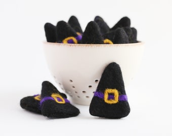 Felt witch hat - Felt Halloween decor - Witch hat - Halloween vase filler - Witch decoration - Black witch hat - Witch garland