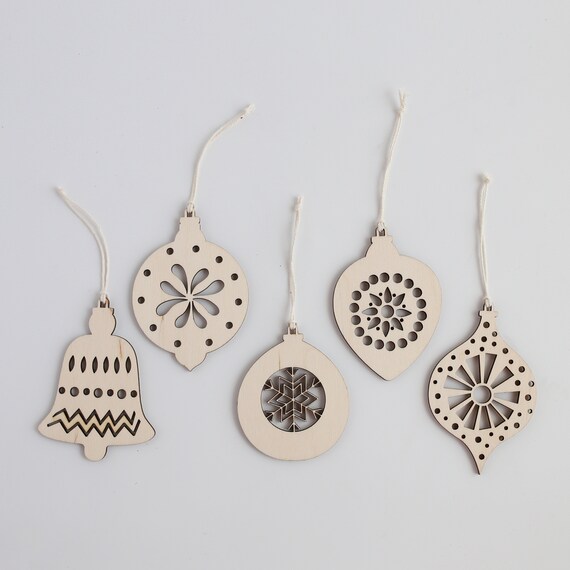 Vintage Wood Ornaments Laser Cut Wood Ornaments Wood Etsy