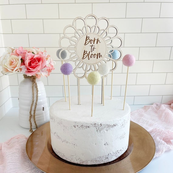 Born to bloom cake topper Boho cake topper Custom cake topper Baby shower cake topper