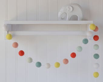 Nursery decor - Baby decor - Felt ball garland - Pom pom garland - Unicorn decor - Wool ball garland - Pastel room decor - Spring decor