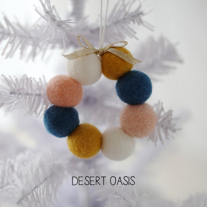 Felt ball wreath ornaments Felt tree ornaments Thin Blue Line Ornament Felt ball ornaments Pom Pom ornament Christmas ornament Desert Oasis