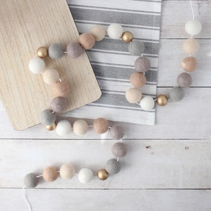 Felt ball Christmas garland Neutral Christmas garland Scandinavian Christmas Holiday party decor Hygge Luxe image 3