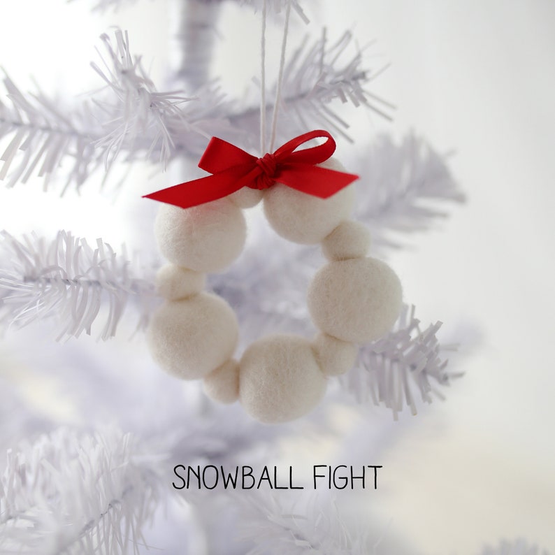 Felt ball wreath ornaments Felt tree ornaments Thin Blue Line Ornament Felt ball ornaments Pom Pom ornament Christmas ornament Snowball fight